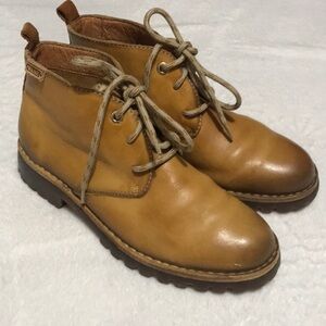 Pikolinos Women’s Tan Leather Lace-Up Ankle Boots Sz 6.5M
